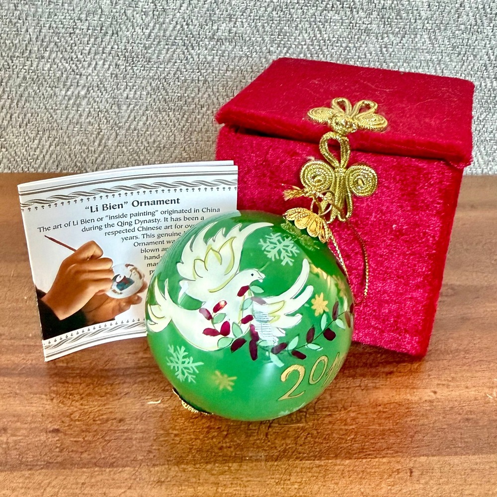 Pier 1 Li Bien 2013 Dove of Peace Hand Painted Glass Collectible Ornament w/ Box